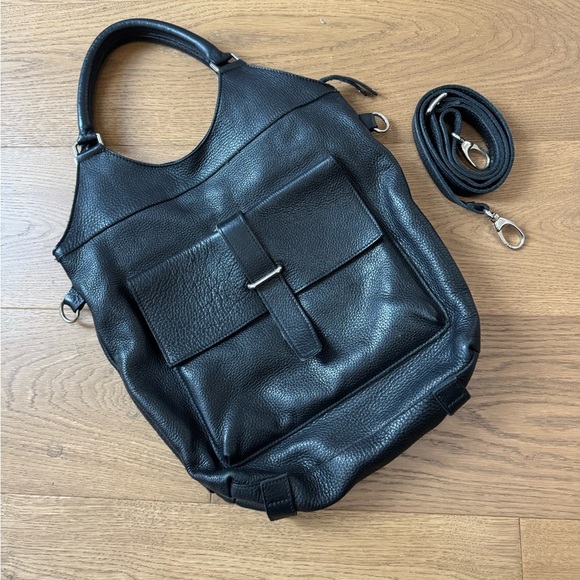 Roots Canada Lauren Black Leather Bag - EUC - Picture 4 of 12